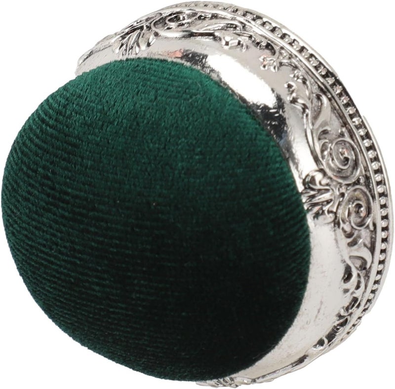 ZIZEV Needle Cushion, Pin Cushion Metal Base, Anti-Dropping Pincushions Ball Shaped Needle Pin Holder, Vintage Half Ball Shape for Sewing (Silver Base Green Type) - Image 3